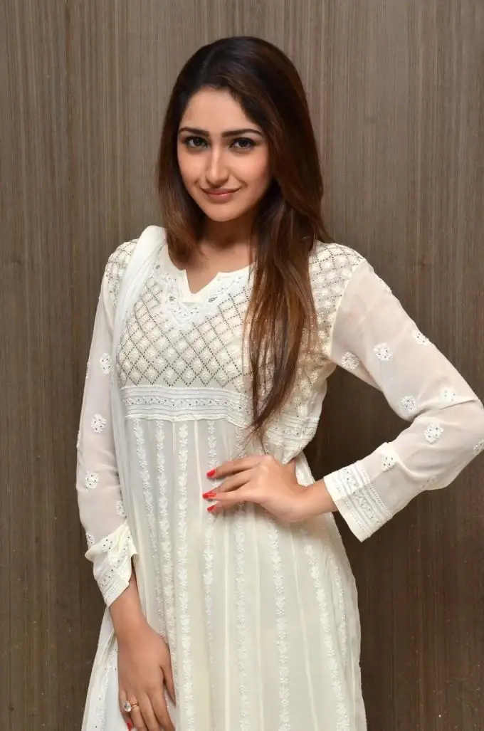 BEAUTIFUL NORTH INDIAN MODEL SAYESHA SAIGAL LONG HAIR IN WHITE DRESS 9